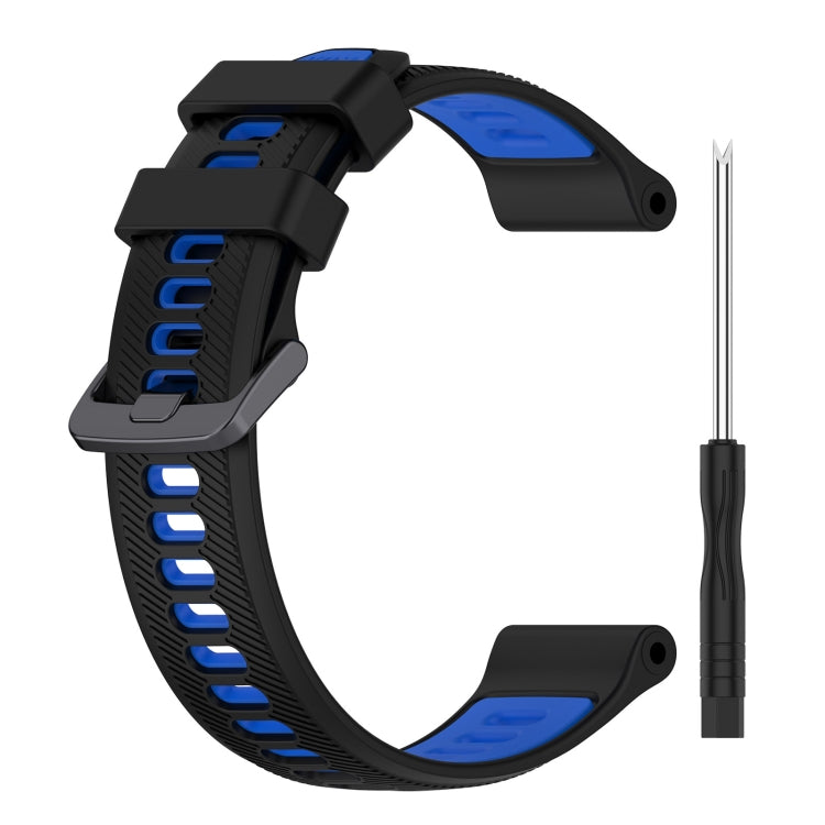 For Garmin Instinct 2 Sports Two-Color Silicone Watch Band(Black+Blue) - Watch Bands by buy2fix | Online Shopping UK | buy2fix