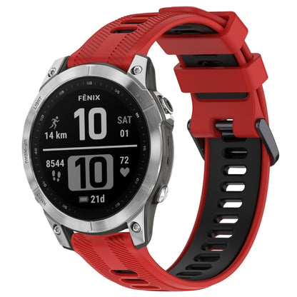 For Garmin Fenix 7 Sports Two-Color Silicone Watch Band(Red+Black) - Watch Bands by buy2fix | Online Shopping UK | buy2fix