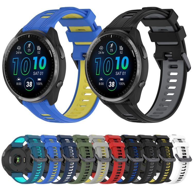 For Garmin Fenix 7 Pro Sports Two-Color Silicone Watch Band(Blue+Teal) - Watch Bands by buy2fix | Online Shopping UK | buy2fix