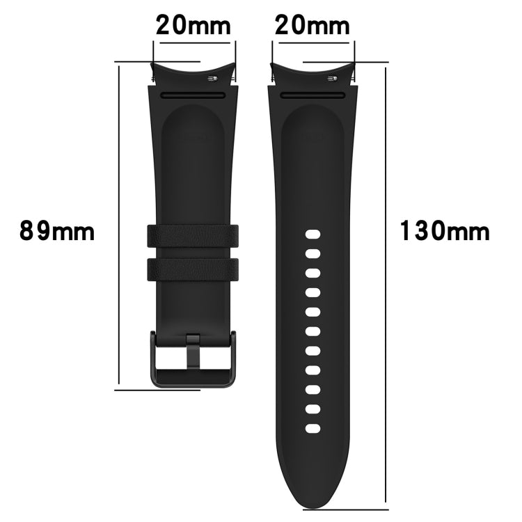 For Samsung Galaxy Watch 6 Classic Silicone Leather Black Buckle Watch Band(Black) - Watch Bands by buy2fix | Online Shopping UK | buy2fix