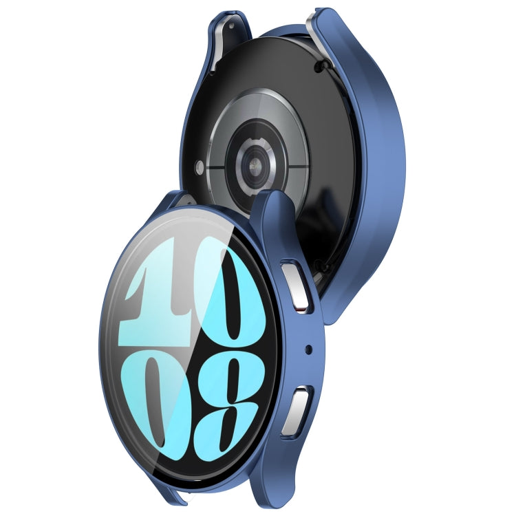 For Samsung Galaxy Watch6 44mm PC + Tempered Film Integrated Watch Protective Case(Blue) - Watch Cases by buy2fix | Online Shopping UK | buy2fix