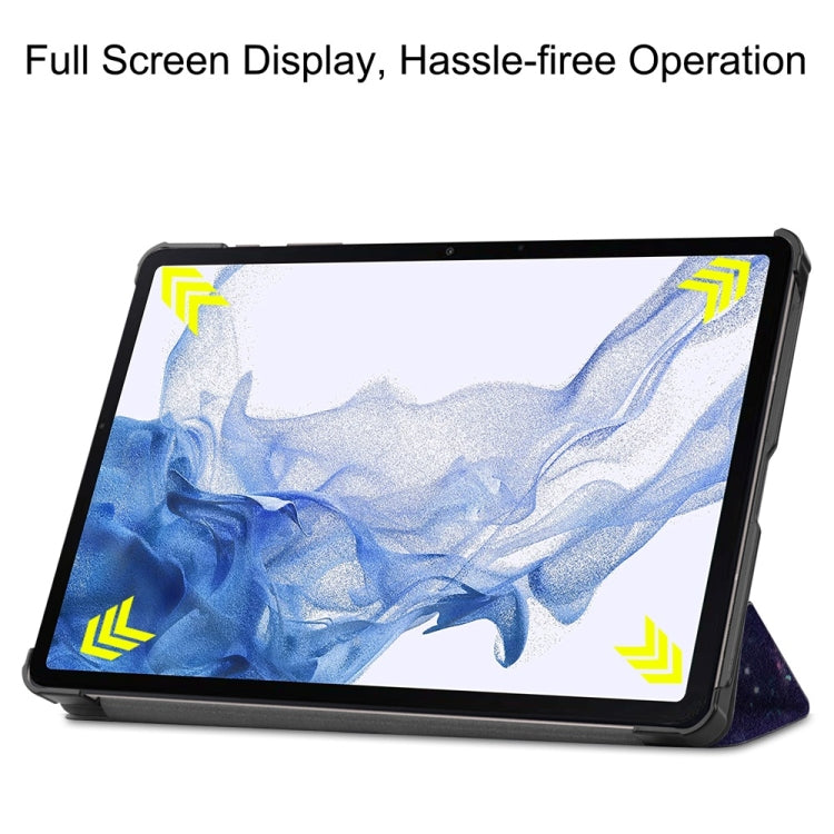 For Samsung Galaxy Tab S9 JUNSUNMAY Custer Painted 3-Fold Stand Leather Smart Tablet Case(Graffiti) - Galaxy Tab S9 Cases by JUNSUNMAY | Online Shopping UK | buy2fix