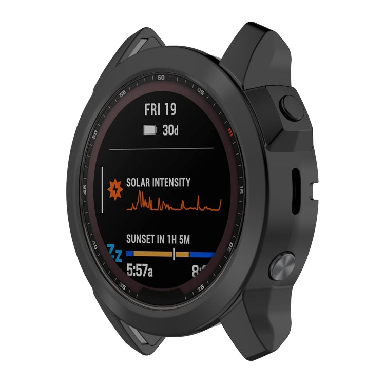 For Garmin Fenix 7S Pro Half Package Electroplated TPU Watch Protective Case(Black) - Watch Cases by buy2fix | Online Shopping UK | buy2fix