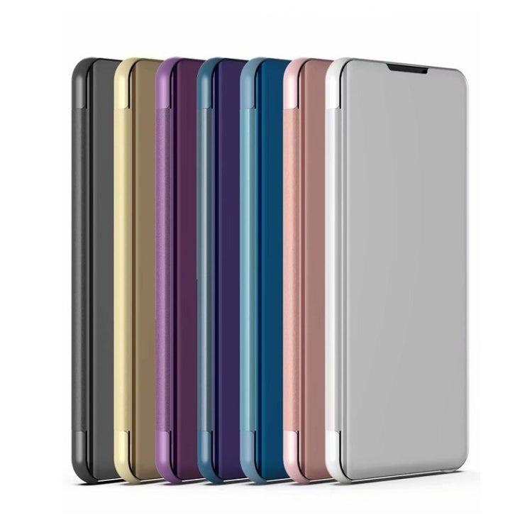 For iPhone 16 Plated Mirror Horizontal Flip Leather Phone Case with Holder(Purple Blue) - iPhone 16 Cases by buy2fix | Online Shopping UK | buy2fix