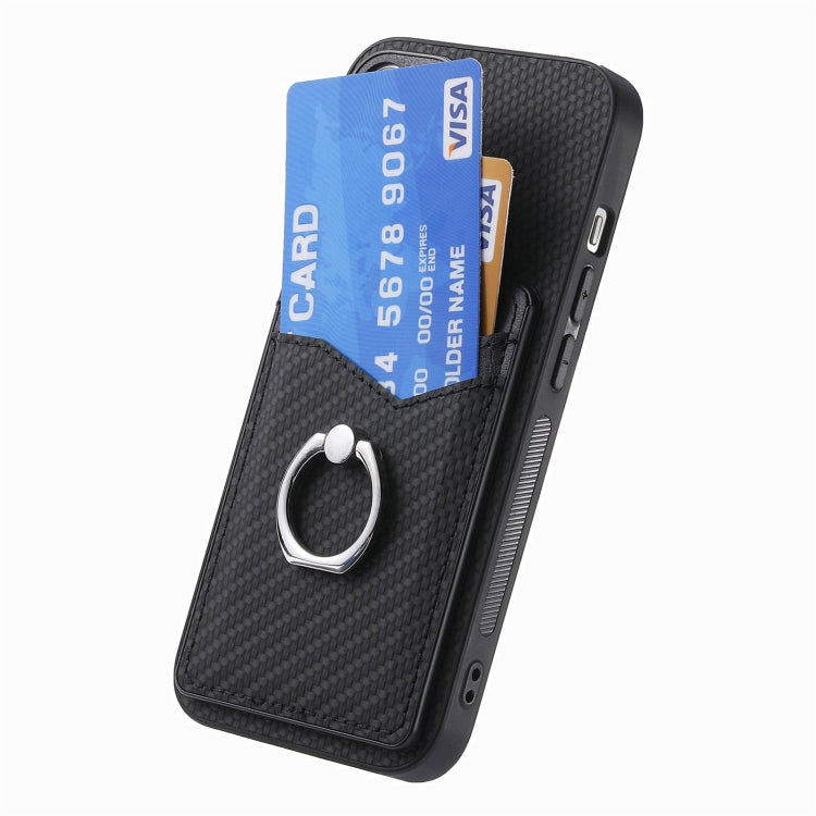 For Xiaomi  13 Carbon Fiber Card Wallet Ring Holder Phone Case(Black) - 13 Cases by buy2fix | Online Shopping UK | buy2fix