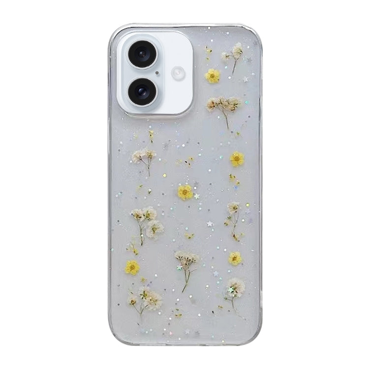 For iPhone 16 Plus Gypsophila Flowers Pattern TPU Protective Phone Case(Yellow) - iPhone 16 Plus Cases by buy2fix | Online Shopping UK | buy2fix