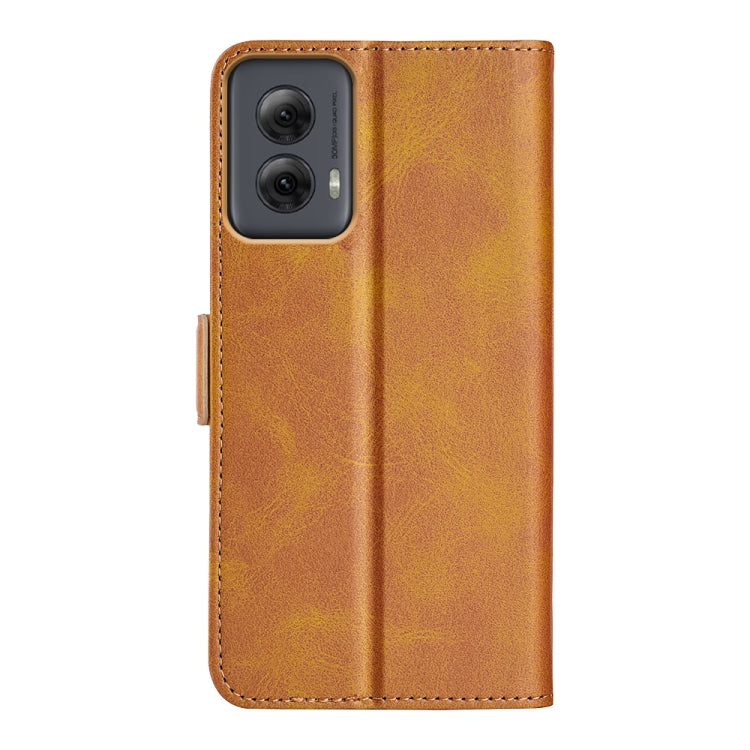 For Motorola Moto G Power 5G 2024 Dual-side Magnetic Buckle Horizontal Flip Leather Phone Case(Yellow) - Motorola Cases by buy2fix | Online Shopping UK | buy2fix