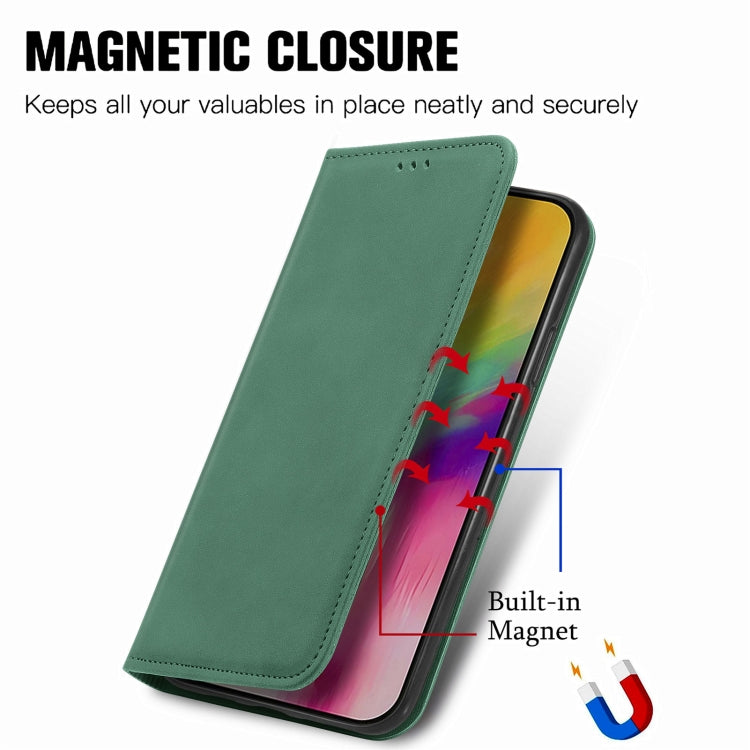 For iPhone 16 Plus Retro Skin Feel Magnetic Flip Leather Phone Case(Green) - iPhone 16 Plus Cases by buy2fix | Online Shopping UK | buy2fix