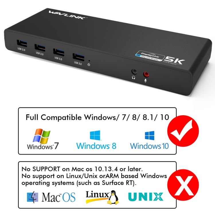 Wavlink UG69DK1 5K Type-C Dual Display USB 3.0 Video Gigabit Ethernet HDMI Docking Station, Plug:AU Plug -  by WAVLINK | Online Shopping UK | buy2fix