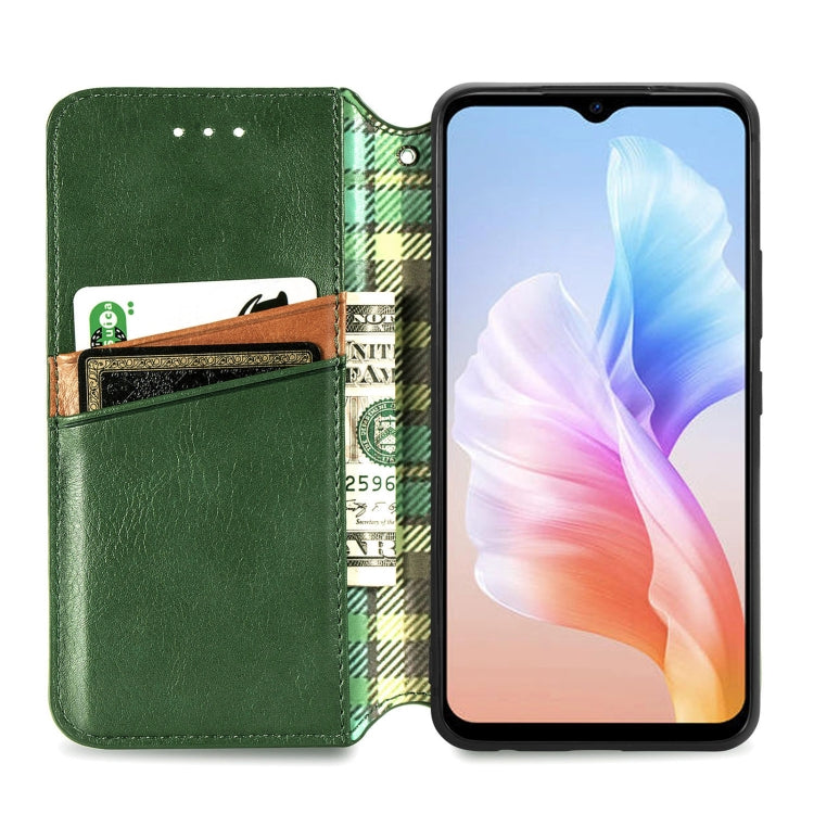 For DOOGEE X98 Pro / X98 Cubic Grid Pressed Magnetic Leather Phone Case(Green) - Doogee Cases by buy2fix | Online Shopping UK | buy2fix