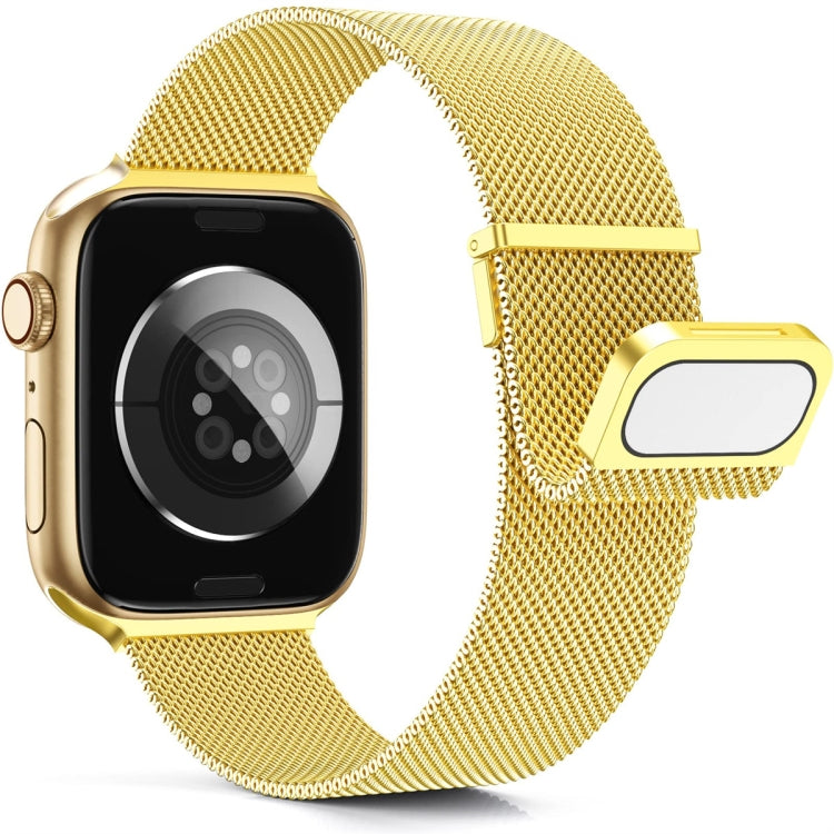 For Apple Watch 3 38mm Milan Double Magnetic Steel Mesh Watch Band(Gold) - Watch Bands by buy2fix | Online Shopping UK | buy2fix