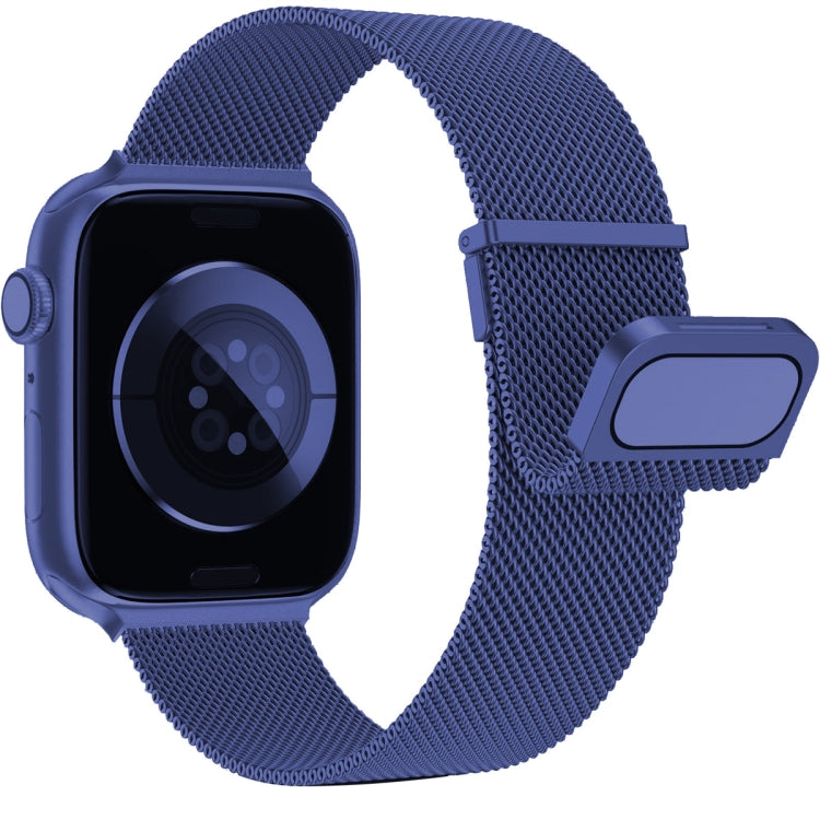 For Apple Watch 2 42mm Milan Double Magnetic Steel Mesh Watch Band(Blue) - Watch Bands by buy2fix | Online Shopping UK | buy2fix