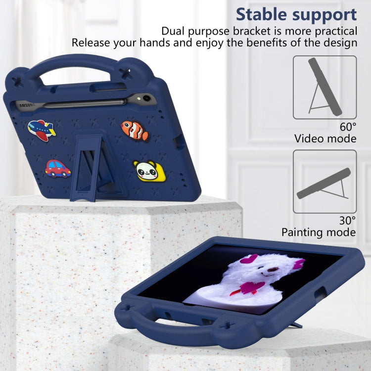 For Samsung Galaxy Tab S9 X710/X716B Handle Kickstand Children EVA Shockproof Tablet Case(Navy Blue) - Galaxy Tab S9 Cases by buy2fix | Online Shopping UK | buy2fix