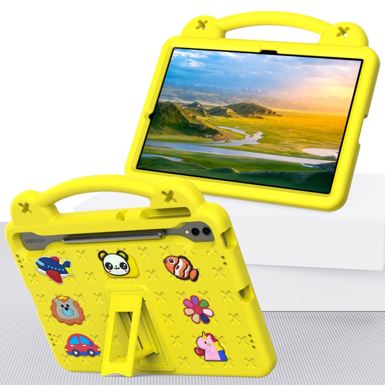 For Samsung Galaxy Tab S9 FE+ 12.4 X610N Handle Kickstand Children EVA Shockproof Tablet Case(Yellow) - Galaxy Tab S9 FE+ by buy2fix | Online Shopping UK | buy2fix