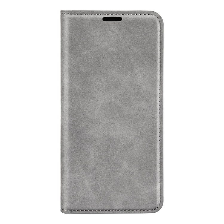 For OPPO A38 Retro-skin Magnetic Suction Leather Phone Case(Grey) - A38 Cases by buy2fix | Online Shopping UK | buy2fix
