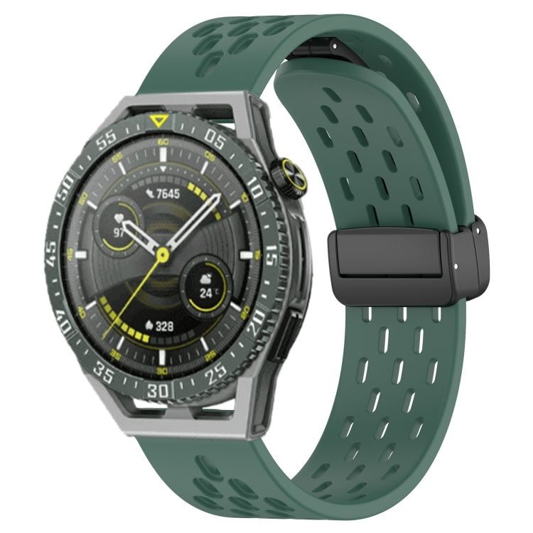 For Huawei Watch GT3 SE 22mm Folding Magnetic Clasp Silicone Watch Band(Dark Green) - Watch Bands by buy2fix | Online Shopping UK | buy2fix