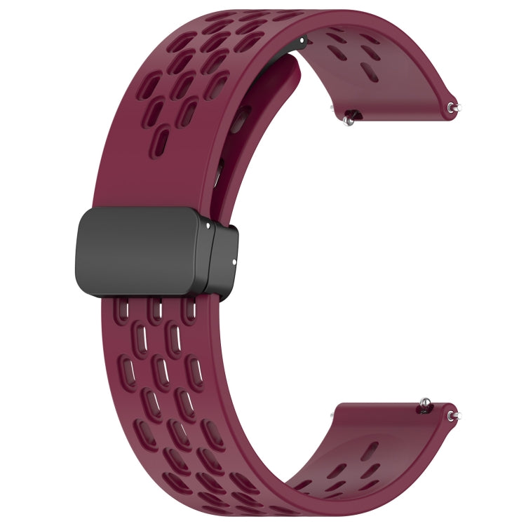 For Huawei Watch GT3 Pro 46mm 22mm Folding Magnetic Clasp Silicone Watch Band(Wine Red) - Watch Bands by buy2fix | Online Shopping UK | buy2fix