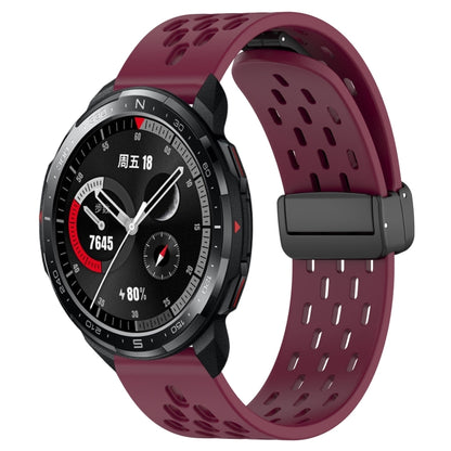 For Honor Watch GS Pro 22mm Folding Magnetic Clasp Silicone Watch Band(Wine Red) - Watch Bands by buy2fix | Online Shopping UK | buy2fix