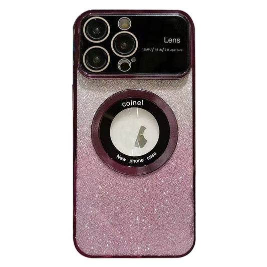 For iPhone 15 Pro Max Large Window MagSafe Gradient Glitter Electroplating TPU Phone Case(Purple) - iPhone 15 Pro Max Cases by buy2fix | Online Shopping UK | buy2fix