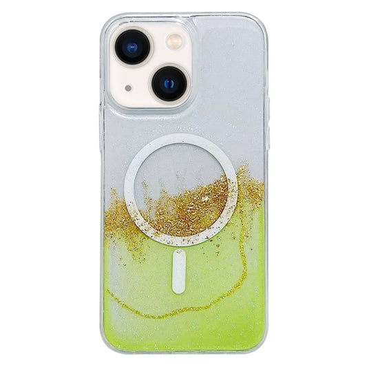 For iPhone 14 MagSafe Gilding Hybrid Clear TPU Phone Case(Green) - iPhone 14 Cases by buy2fix | Online Shopping UK | buy2fix