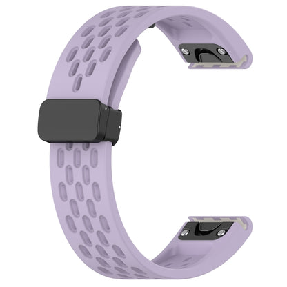 For Garmin Fenix 7S Pro 42mm 20mm Folding Buckle Hole Silicone Watch Band(Purple) - Watch Bands by buy2fix | Online Shopping UK | buy2fix