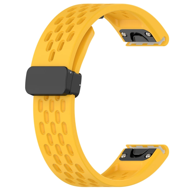 For Garmin Fenix 5S 20mm Folding Buckle Hole Silicone Watch Band(Yellow) - Watch Bands by buy2fix | Online Shopping UK | buy2fix