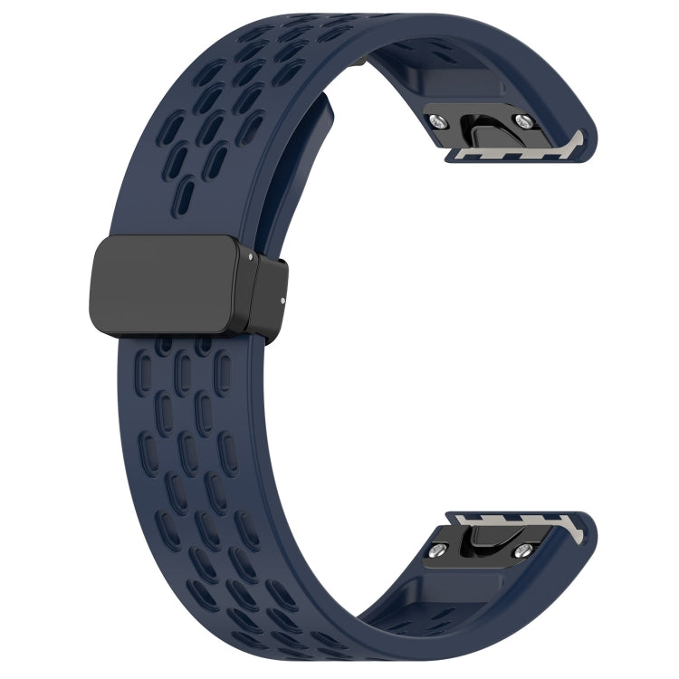 For Garmin Fenix 5S Plus 20mm Folding Buckle Hole Silicone Watch Band(Midnight Blue) - Watch Bands by buy2fix | Online Shopping UK | buy2fix