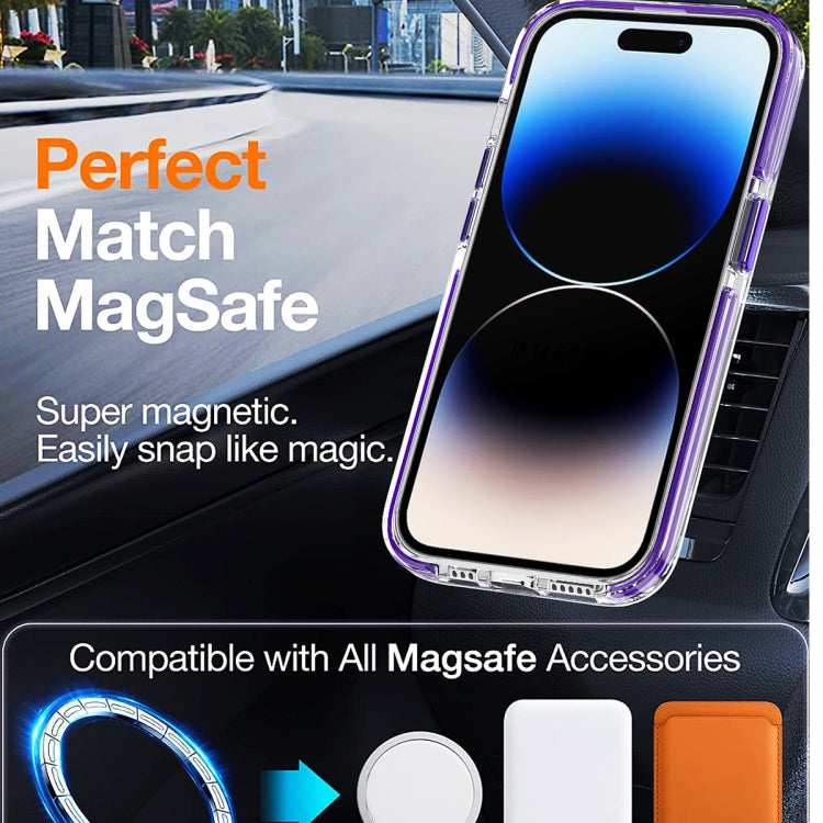 For iPhone 14 Pro Dual-color MagSafe TPU Hybrid Clear PC Shockproof Phone Case(White) - iPhone 14 Pro Cases by buy2fix | Online Shopping UK | buy2fix