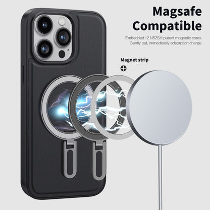 For iPhone 15 Pro Shield MagSafe Magnetic Holder Phone Case(Sierra Blue) - iPhone 15 Pro Cases by buy2fix | Online Shopping UK | buy2fix