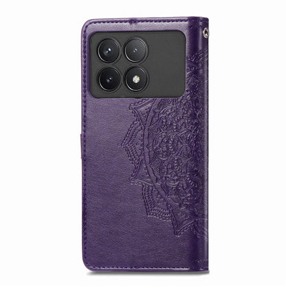 For Xiaomi Redmi K70 Mandala Flower Embossed Leather Phone Case(Purple) - K70 Cases by buy2fix | Online Shopping UK | buy2fix