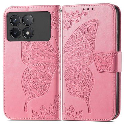 For Xiaomi Redmi K70 Butterfly Love Flower Embossed Leather Phone Case(Pink) - K70 Cases by buy2fix | Online Shopping UK | buy2fix