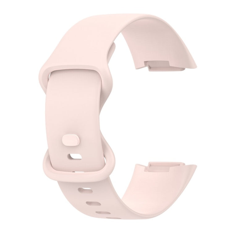 For Fitbit Charge 6 Solid Color Butterfly Buckle Silicone Watch Band, Size:L Size(Light Pink) - Watch Bands by buy2fix | Online Shopping UK | buy2fix