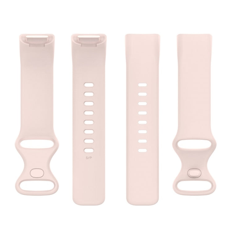 For Fitbit Charge 6 Solid Color Butterfly Buckle Silicone Watch Band, Size:L Size(Light Pink) - Watch Bands by buy2fix | Online Shopping UK | buy2fix