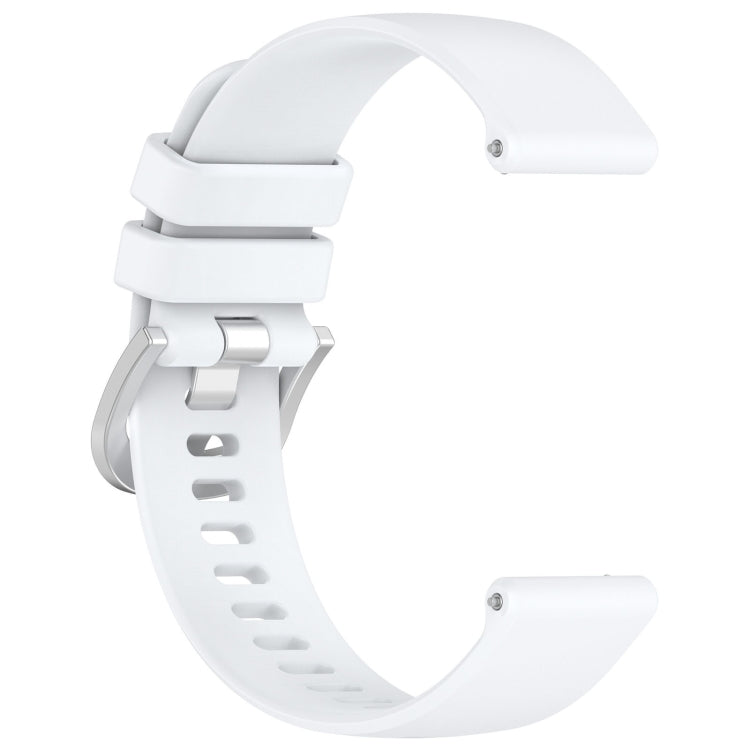 For Garmin Venu SQ2 Liquid Glossy Silver Buckle Silicone Watch Band(White) - Watch Bands by buy2fix | Online Shopping UK | buy2fix