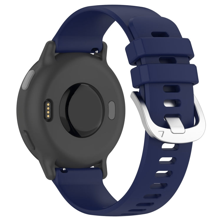 For Garmin Forerunner 645 / 645 Music Liquid Glossy Silver Buckle Silicone Watch Band(Dark Blue) - Watch Bands by buy2fix | Online Shopping UK | buy2fix