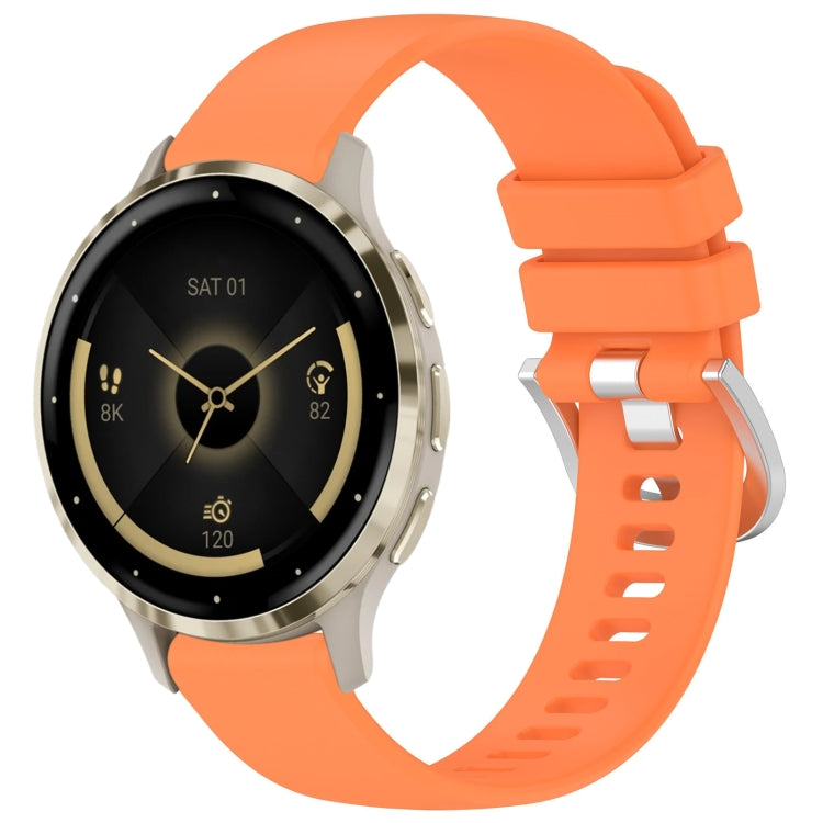 For Garmin Venu 3S Liquid Glossy Silver Buckle Silicone Watch Band(Orange) - Watch Bands by buy2fix | Online Shopping UK | buy2fix