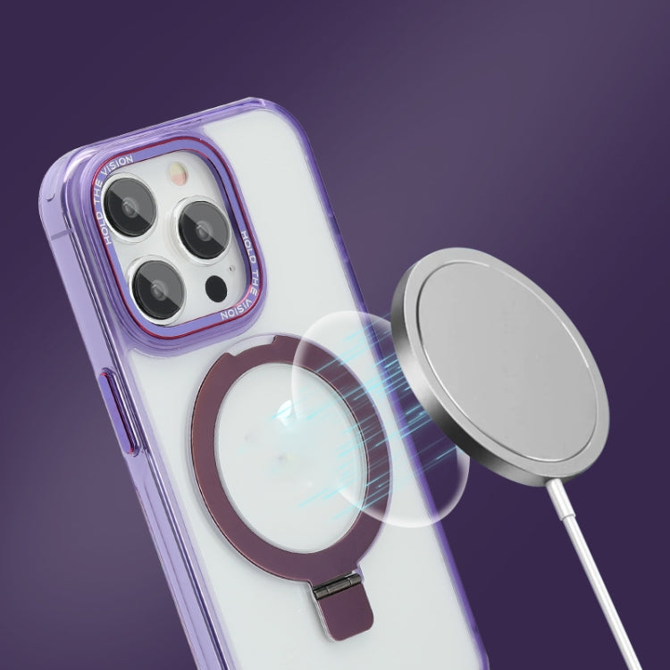 For iPhone 12 Pro Starlink Stand Clear Magsafe Phone Case(Purple) - iPhone 12 / 12 Pro Cases by buy2fix | Online Shopping UK | buy2fix