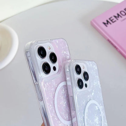 For iPhone 12 / 12 Pro Shell Texture MagSafe TPU Phone Case(White) - iPhone 12 / 12 Pro Cases by buy2fix | Online Shopping UK | buy2fix