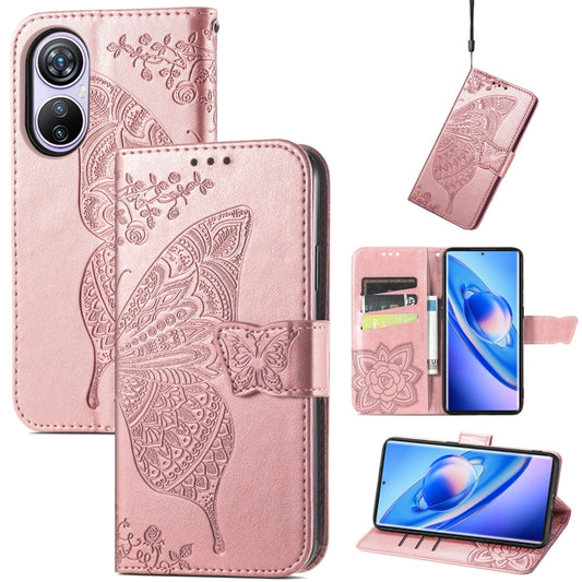 For Blackview A200 Pro Butterfly Love Flower Embossed Leather Phone Case(Rose Gold) - More Brand by buy2fix | Online Shopping UK | buy2fix