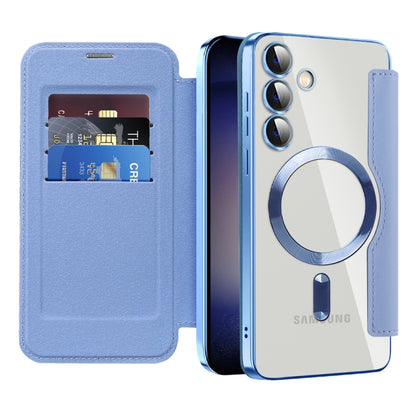 For Samsung Galaxy S25+ 5G Shield MagSafe RFID Anti-theft Leather Phone Case(Blue) - Galaxy S25+ 5G Cases by buy2fix | Online Shopping UK | buy2fix