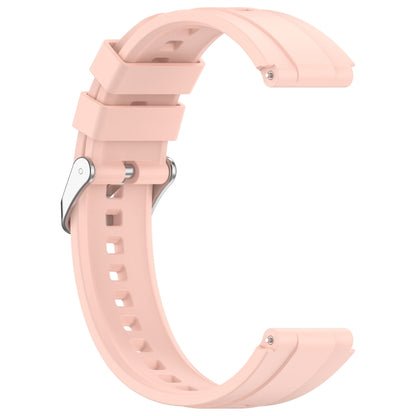 For Huawei Watch GT4 46mm Official Steps Style Silver Buckle Silicone Watch Band(Pink) - Watch Bands by buy2fix | Online Shopping UK | buy2fix