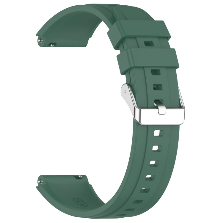 For Huawei Watch GT4 46mm Official Steps Style Silver Buckle Silicone Watch Band(Dark Green) - Watch Bands by buy2fix | Online Shopping UK | buy2fix