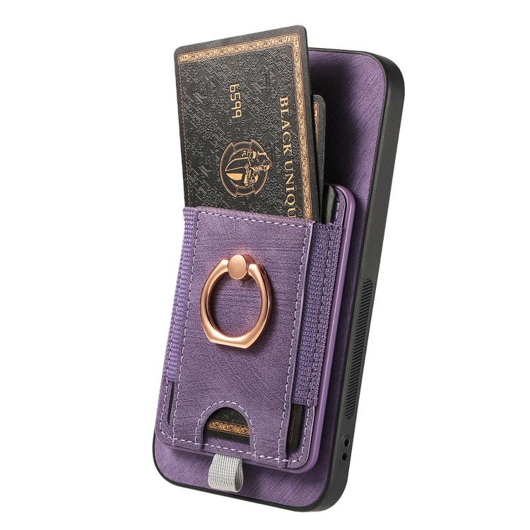 For Samsung Galaxy S25+ 5G Retro Splitable Magnetic Card Bag Leather Phone Case(Purple) - Galaxy Phone Cases by buy2fix | Online Shopping UK | buy2fix