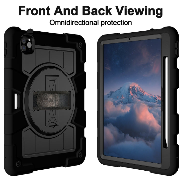 For iPad Air 11 2024 Silicone Hybrid PC Shockproof Tablet Case with Shoulder Strap(Black) - iPad Air 11 2024 Cases by buy2fix | Online Shopping UK | buy2fix