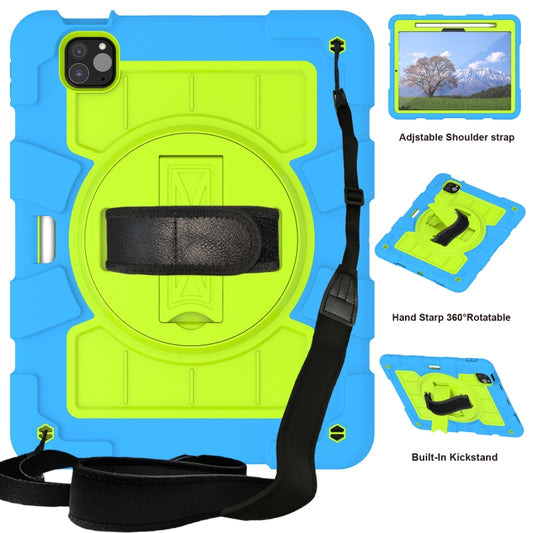 For iPad Pro 11 2024 Silicone Hybrid PC Shockproof Tablet Case with Shoulder Strap(Bluish-Green) - iPad Pro 11 2024 Cases by buy2fix | Online Shopping UK | buy2fix