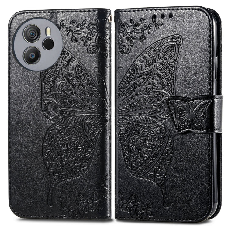 For Blackview Shark 8 Butterfly Love Flower Embossed Leather Phone Case(Black) - More Brand by buy2fix | Online Shopping UK | buy2fix