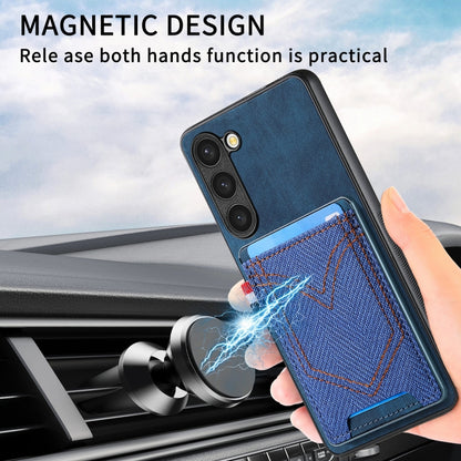 For Samsung Galaxy S25+ 5G Denim Texture Leather Skin Phone Case with Card Slot(Blue) - Galaxy S25+ 5G Cases by buy2fix | Online Shopping UK | buy2fix