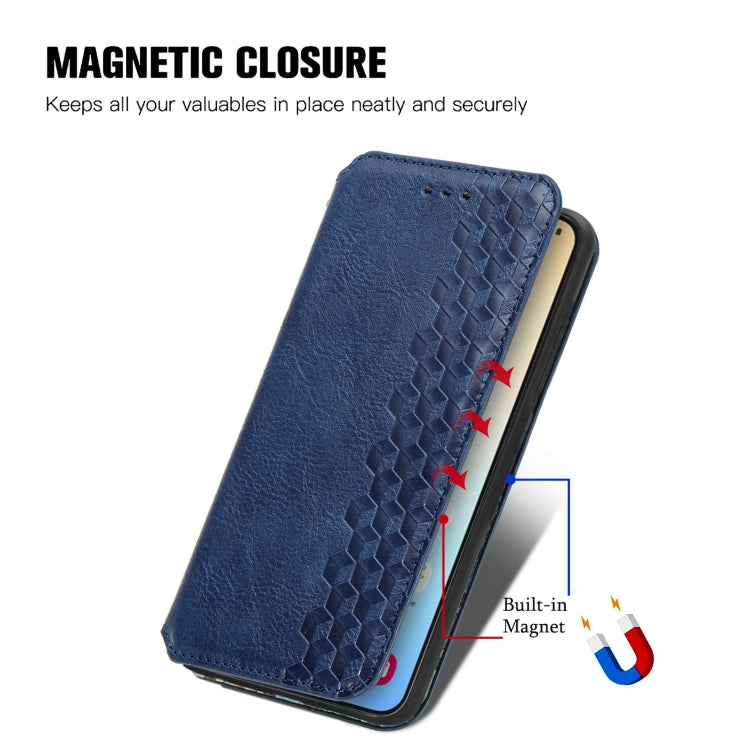 For Samsung Galaxy S25+ 5G Cubic Grid Pressed Magnetic Leather Phone Case(Blue) - Galaxy S25+ 5G Cases by buy2fix | Online Shopping UK | buy2fix