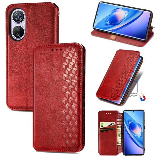 For Blackview A200 Pro Cubic Grid Pressed Magnetic Leather Phone Case(Red) - More Brand by buy2fix | Online Shopping UK | buy2fix