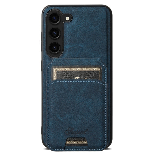 For Samsung Galaxy S23+ 5G Suteni H16 Litchi Texture Leather Detachable Wallet Back Phone Case(Blue) - Galaxy S23+ 5G Cases by Suteni | Online Shopping UK | buy2fix